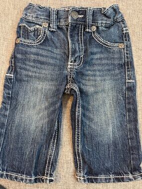 Wrangler Baby dark Wash Bootleg Jeans size 1T (12m) Like New adjustable waist